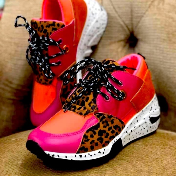 Forever Link Shoes - Fuschia n leopard sneakers
